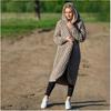 Autumn and Winter Solid Colour Women's Long Knitted Jumper Hooded Cardigan Jacket