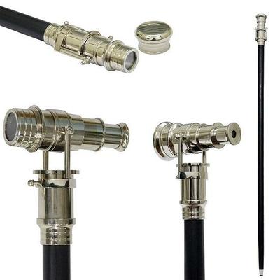 Трость из твердой древесины джентльмена с латунной ручкой телескопа, тема стимпанк, винтажный подарок, Хэллоуин, Рождество, коллекционные, морские