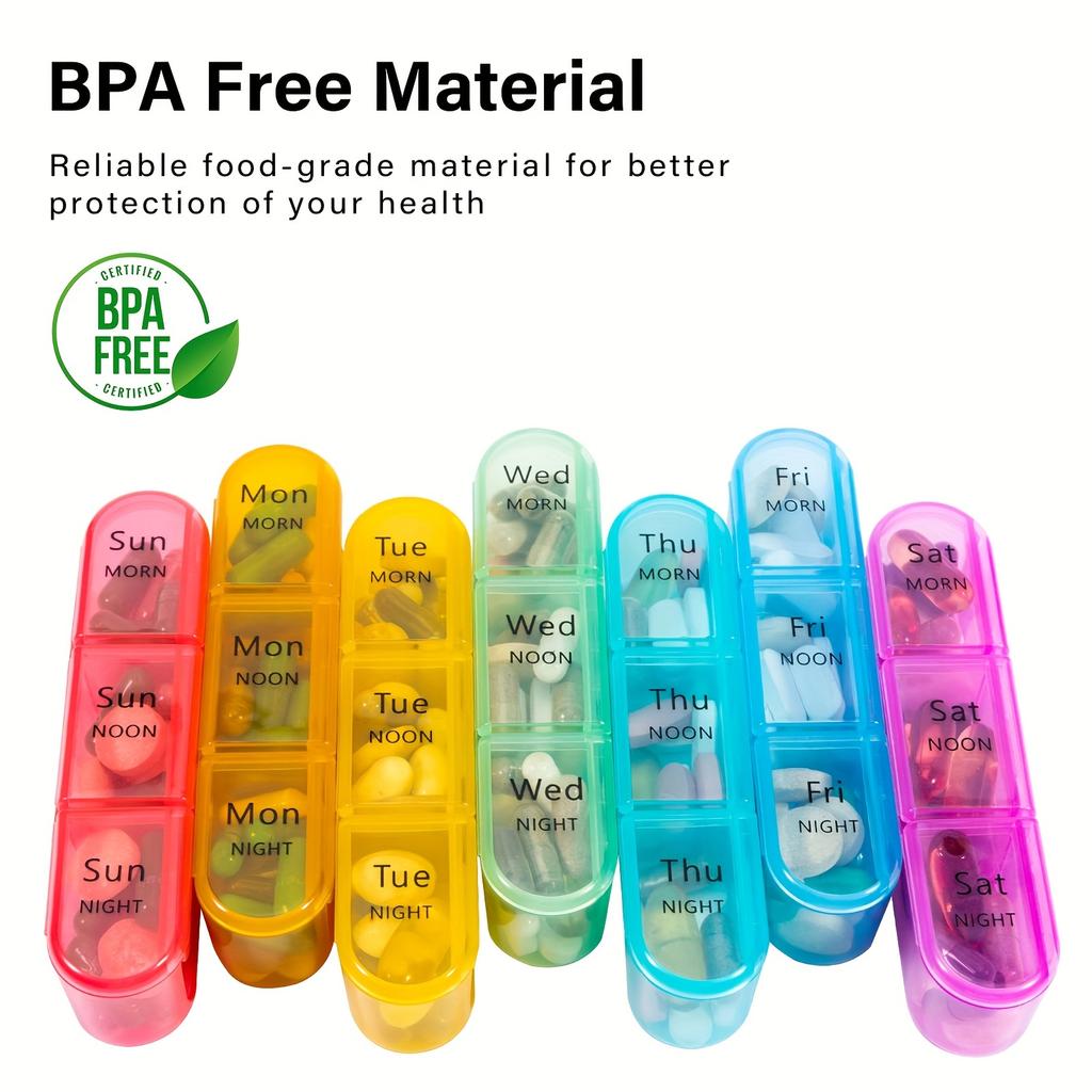 Органайзер для таблеток на 7 дней — цветные отсеки для утреннего и вечернего приема, пластиковый ящик для хранения ежедневных добавок, управление приемом лекарств