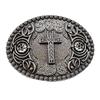 Vintage Carved Cross Pattern Belt Buckle Replacing Components Easy To Use Heavy Rock Style Belt Buckle for Adult