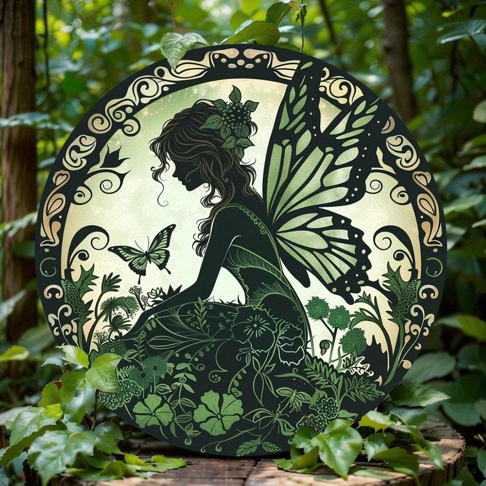 1 Piece, 2D Flat Print, Vintage Round Metal Aluminum Sign, Spring Fairy Tale Themed Tin Sign, Wall Art Decoration, Coffee Bar