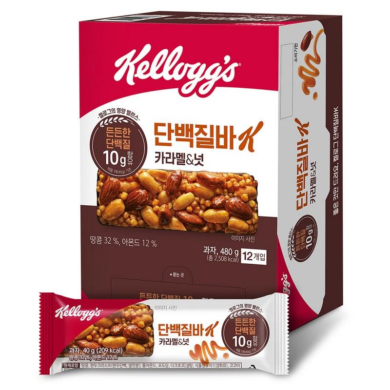 Протеиновый батончик Kellogg's K Карамель и орехи 12 шт., 480 г, 1 штука
