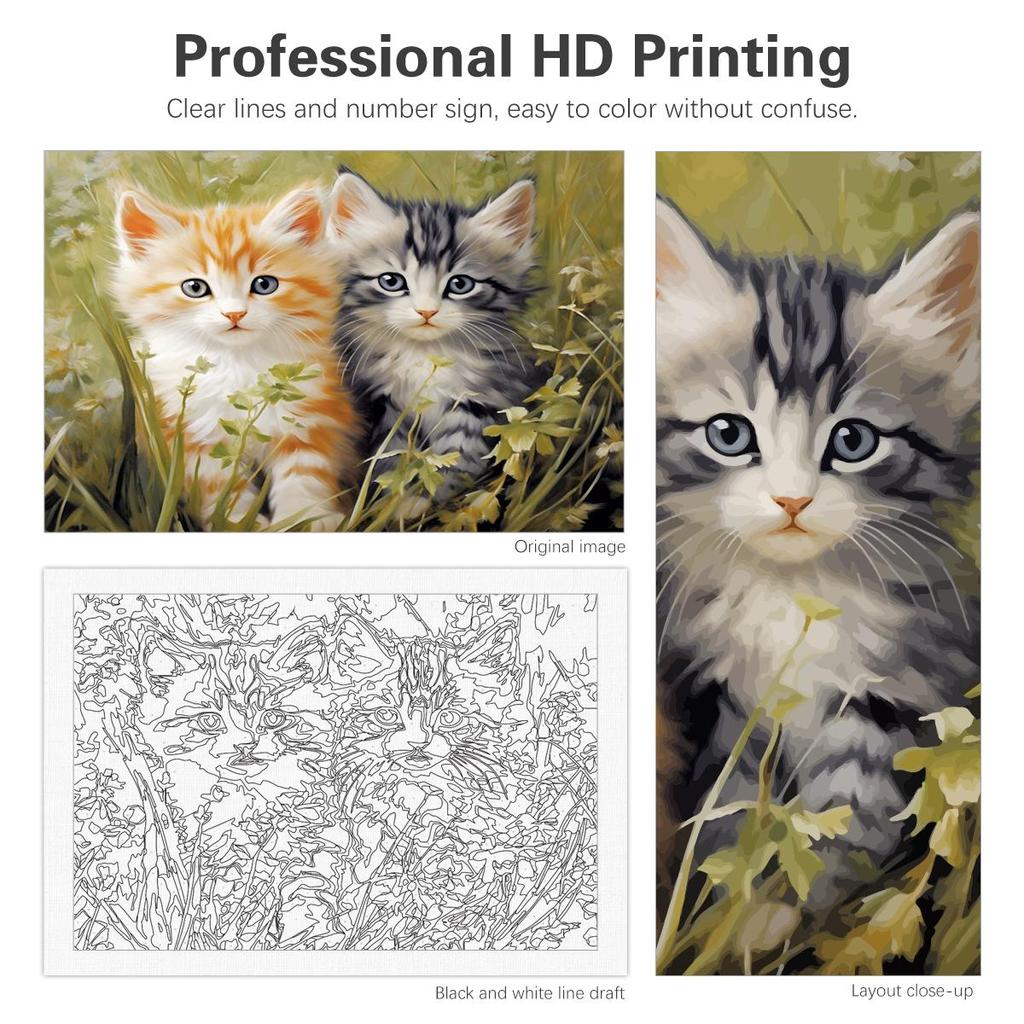 Рамка Кот Картина по номерам для взрослых Наборы для поделок Ручная роспись животных на холсте Картина Рисунок Раскраска по номерам Домашний декор 40x50 см