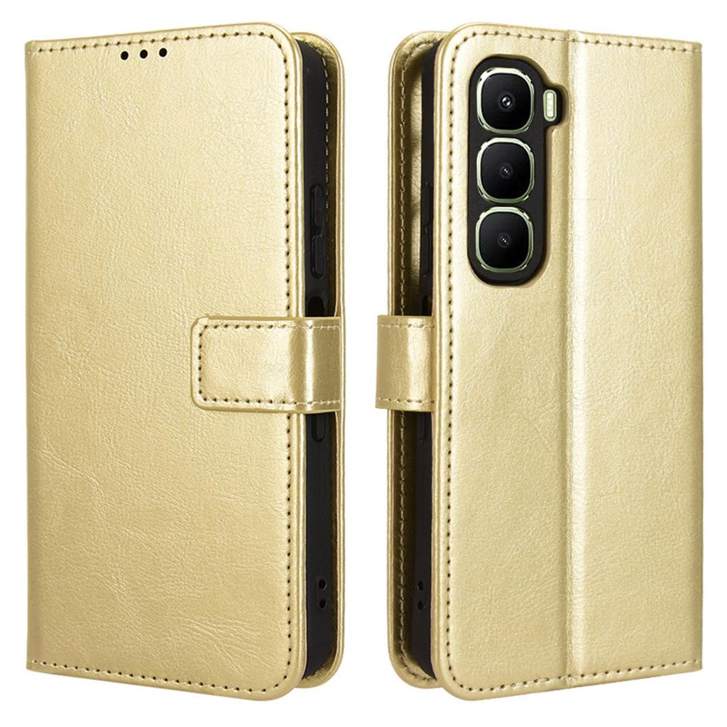 For Infinix Hot 60 5G/Hot 60i 4G Case Crazy Horse Texture PU Leather Phone Wallet Cover with Wrist Strap
