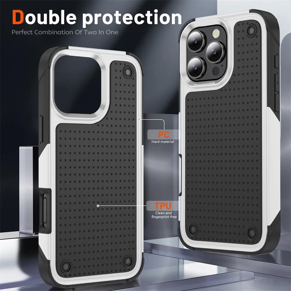 Бронированный чехол для телефона военного класса для iPhone 16 15 14 Plus 13 12 11 Pro Max XR XS Max Ударопрочный чехол-бампер