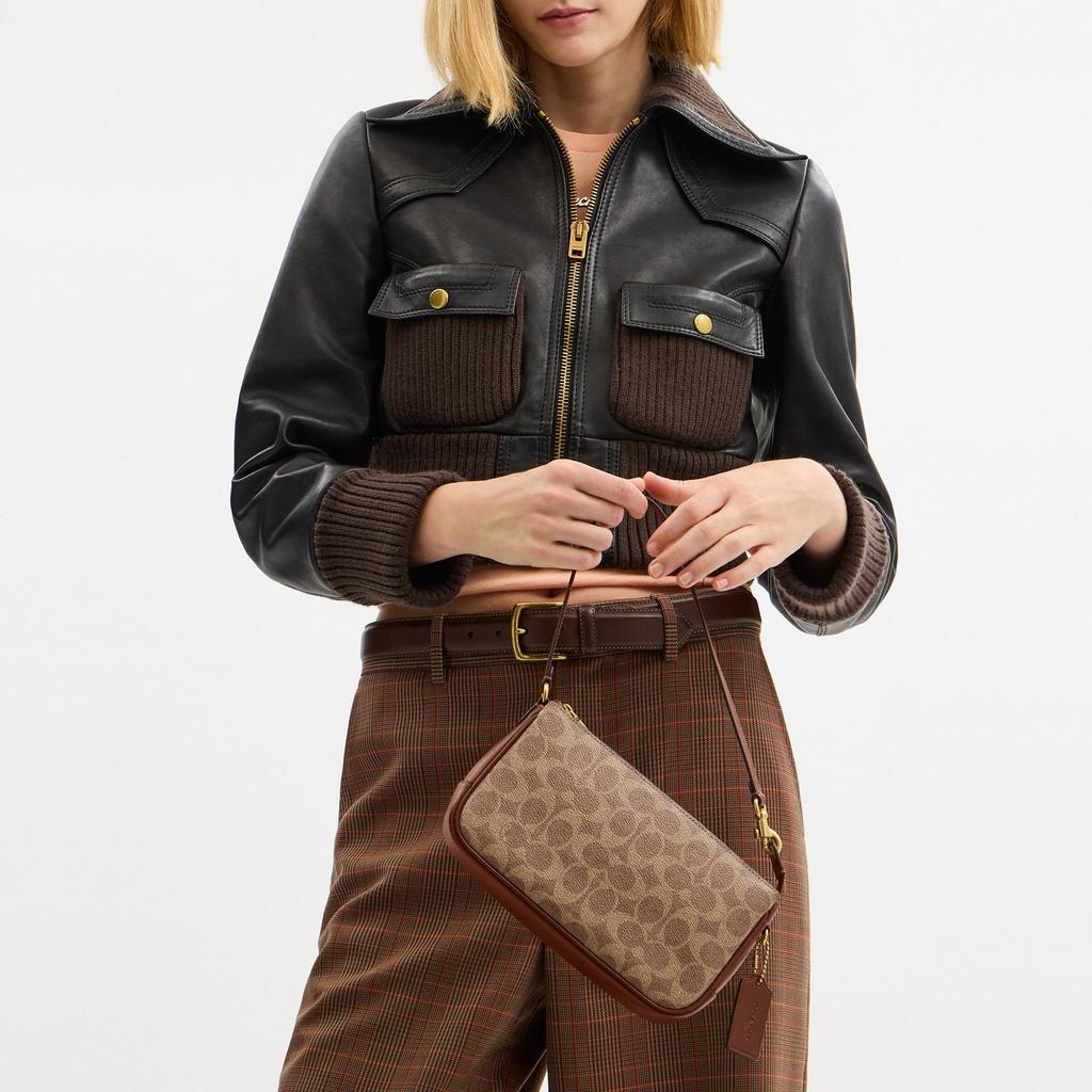 Coach Plaza 21 Латунный Металлический Фурнитур Искусственная Кожа и Коровья Кожа Ручная Сумка Наплечная Сумка Маленькая Женские сумочки Коричневый CCC42-B4N4