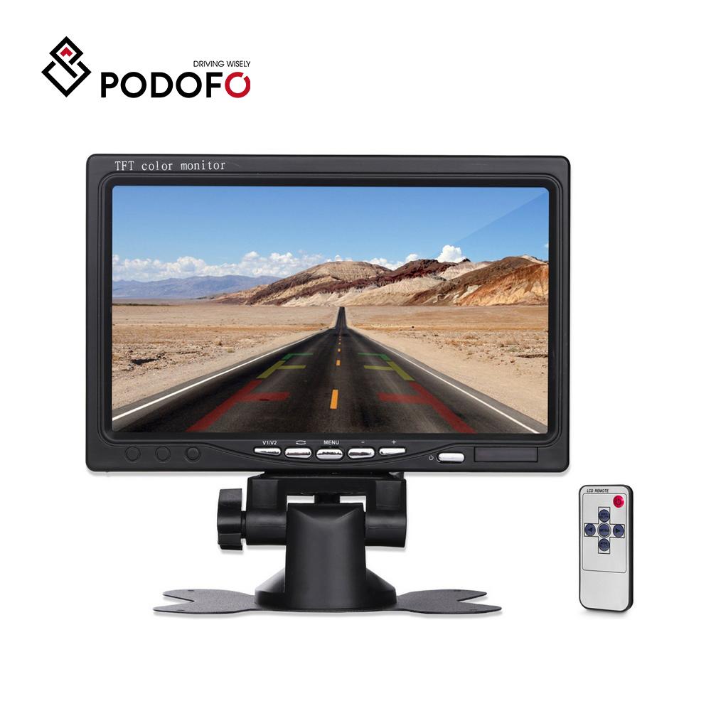 Podofo Система парковки автомобиля для грузовика RV Van Trail заднего вида, обратный 7-дюймовый цветной ЖК-монитор с 2 видеовходами, 2 AV-входа для камеры заднего вида DVD VCD
