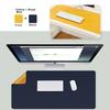 Leather Double-Sided Mouse Pad, 800MM*400MM*1.8MM, Laptop Desk Pad, Keyboard Mat for Office And Gaming, Desk Pad P87 Yellow + Royal Blue