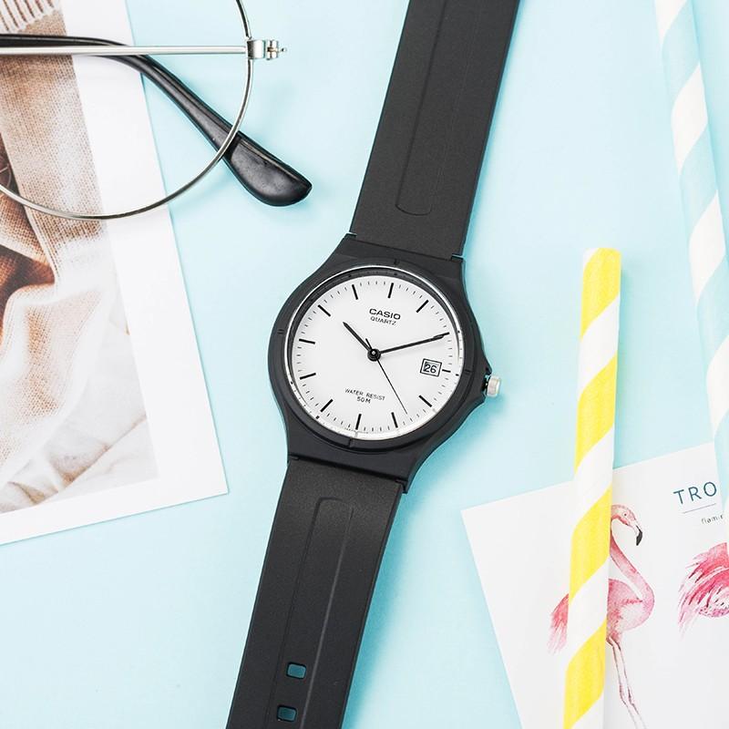 Casio Серия YOUTH - Диск Три штырька СТАНДАРТНЫЕ Простые Маленькие Черные Часы Спортивные Водонепроницаемые Кварцевый Механизм Ремешок из Смолы Японские и Корейские Часы MW-59-7E