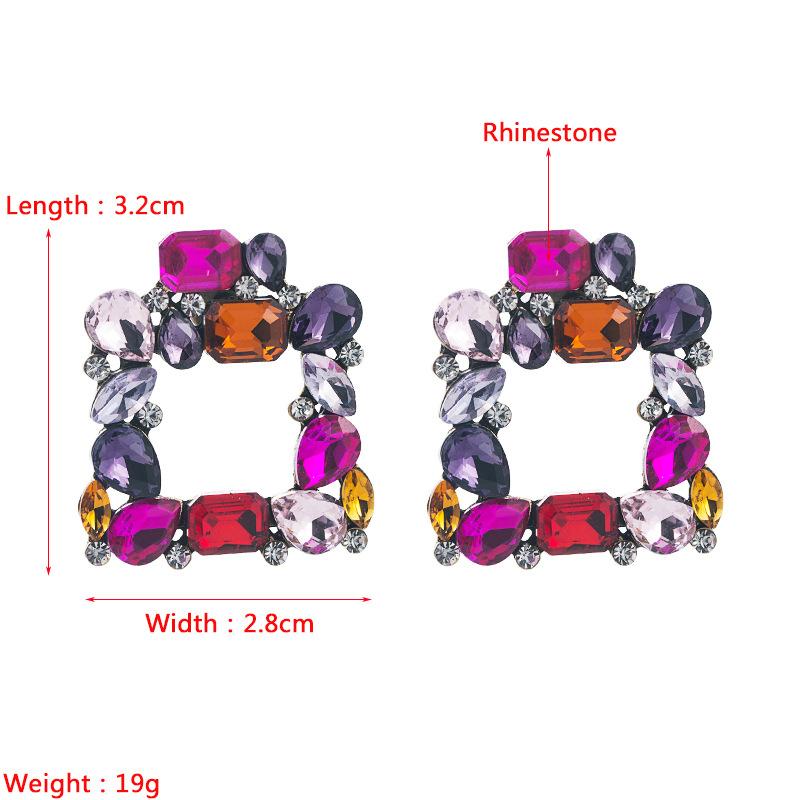 Crystal Drop Earring Alloy Womens Square Hollow Mini Super Sparkling Party Versatile Earrings