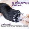 Micro Link Hair Extensions Human Hair Body Wave Micro Bead Hair Extension Natural Black 50 Strands/Set Micro Loop Hair Extension