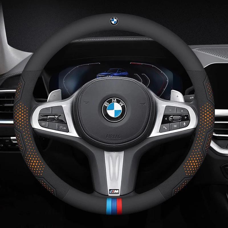 For BMW M E46 E39 E60 E90 E91 E36 E87 F10 F20 F30 G61 G68 X1 X3 X4 X5 X7 M3 M4 M5 Car Carbon fiber Leather Steering Wheel Cover HOPDJ1