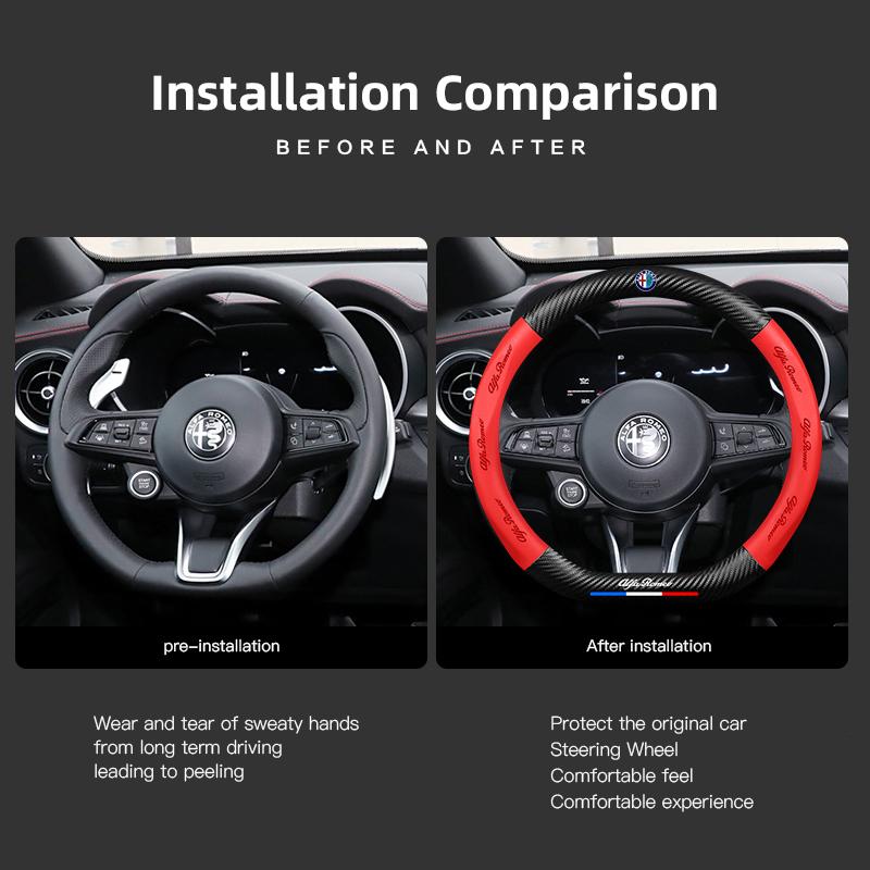 PU Leather Car Steering Wheel Cover For Alfa Romeo Giulietta Mito 159 Giulia Stelvio 156 147 Tonale Brera Disco Volante Spider mdf153