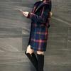 Женская модная куртка в клетку с длинными рукавами и пуговицами, шерстяное пальто с карманом