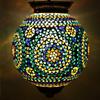 Flower Designed 100Watts Round Glass Pendant/Hanging Turkish Lamp Without Bulb (Multicolour)(Ac)