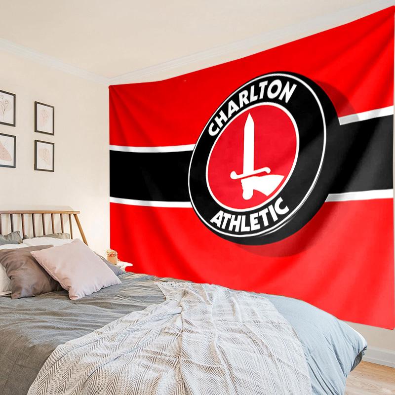 Charlton FC Crest Tapestry, Unique Design Tapestry, Wall Decor for Bedroom,Livingroom, Playroom,Heartwarming Fan Holiday Gifts