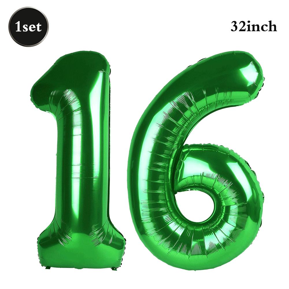 32 Inch Green Number Foil Balloons 0-9 Jungle Safari Theme Soccer Party Decor Kid Boy 1st Birthday Dinosaur Baby Shower Supplies