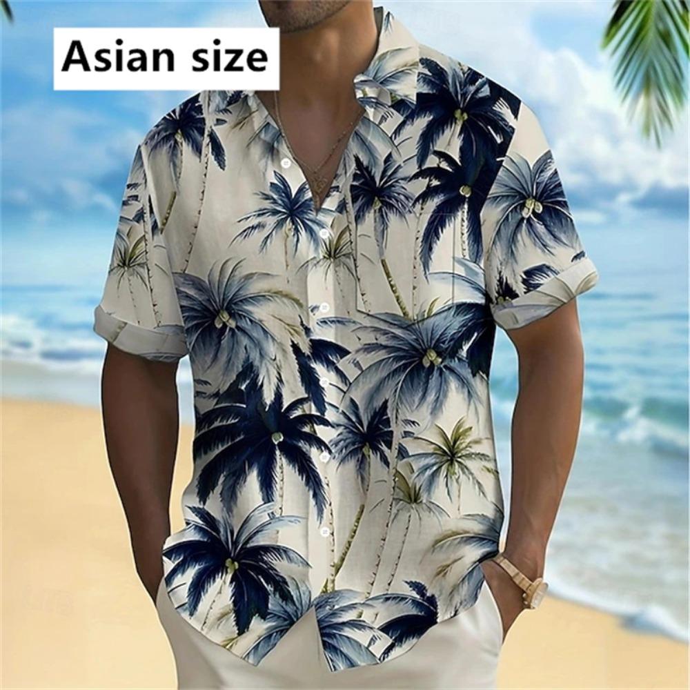 2025 Гавайская рубашка мужская и женская 3D-печатная рубашка с тропическим растением на пуговицах, летняя складная рубашка с коротким рукавом, модный топ