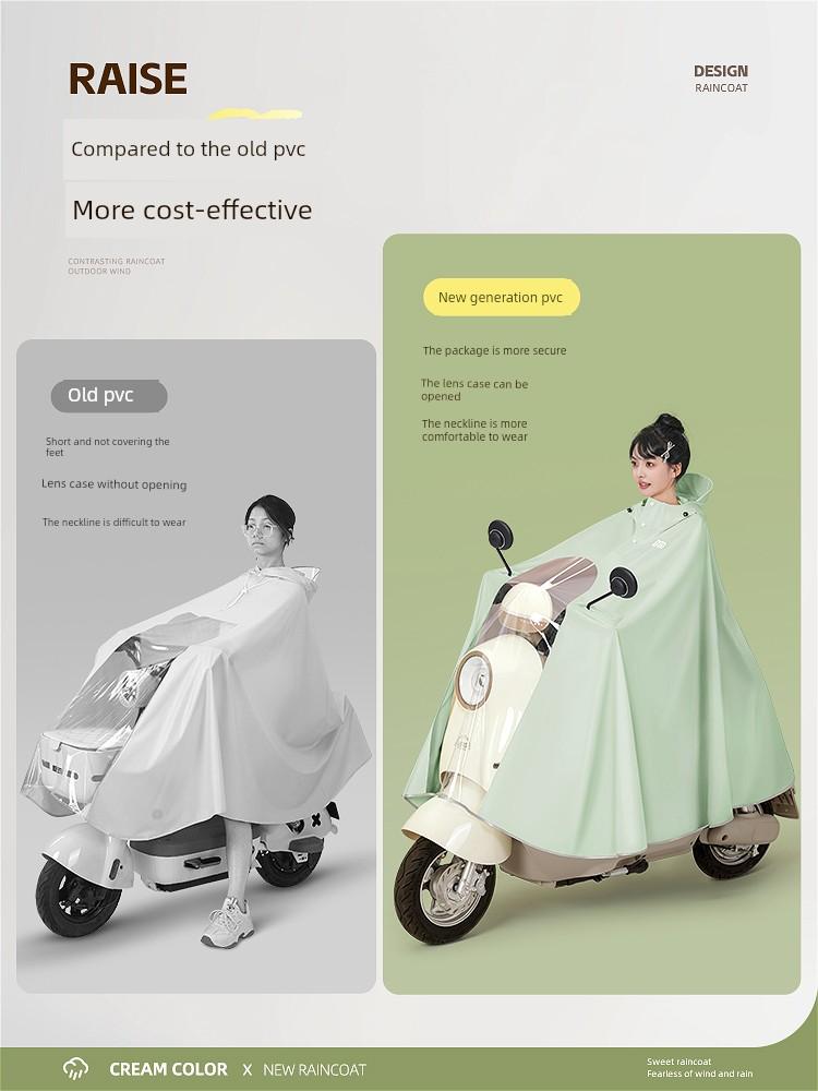Electric Scooter Raincoat for Women, Single-Person, Adult, Long, Full-Body, Heavy-Duty, New Model, Thickened Rain Poncho