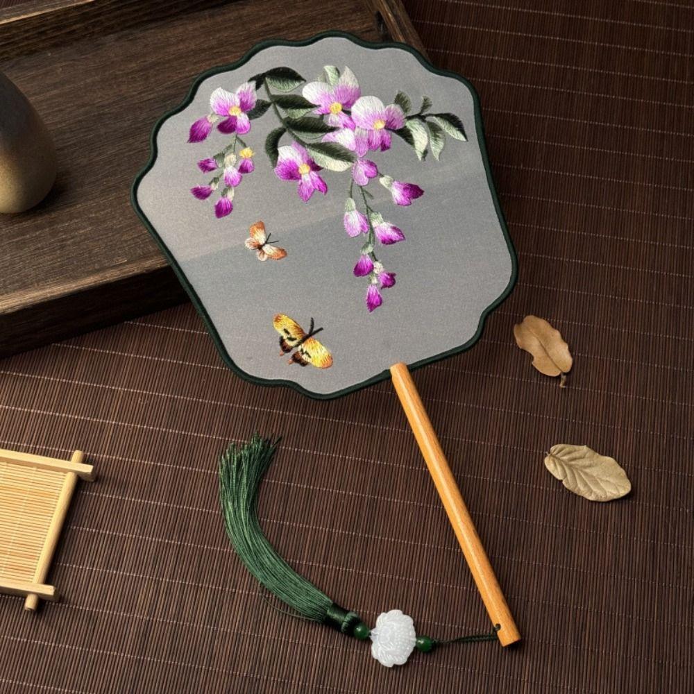 С кисточками китайский вышитый веер в китайском стиле туань фан товары для вечеринок шелковый веер китайская свадьба