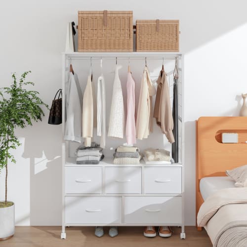 LunarLight Clothes Rack, 100cm Wide, 30cm Deep, 151.2cm High, Pipe Hanger, Wardrobe Closet Drawer, Clothes Rack, Compact Clothes Storage, Multifunctio