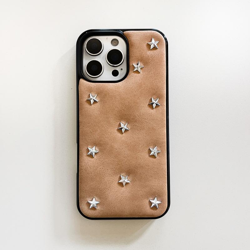 Крутой черный кожаный 3D чехол-звезда для телефона с ремешком для iPhone 14/15/16 Pro/Pro Max
