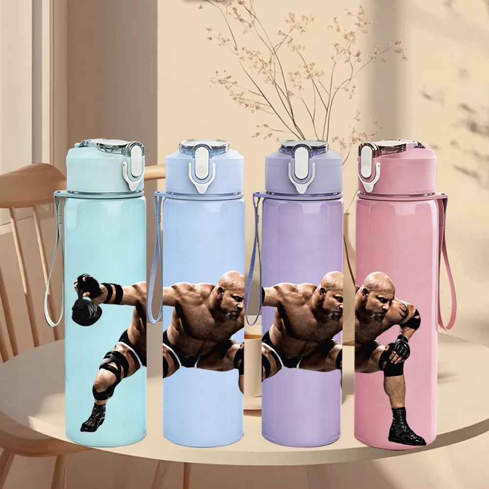 1PC Wrestler Fighter Male 750ml sports water bottle leakproof straw lid outdoor office home