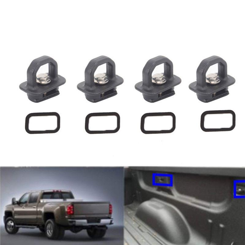 Black Truck Bed Side Wall Anchors 4Pcs Set Tie Downs Anchor For Chevy Silverdo Pickup Anchor Truck Bed Durable
