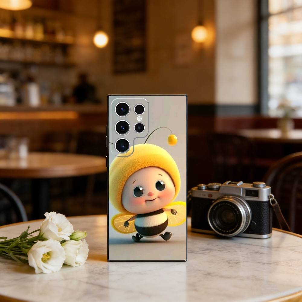 C-Cute cartoon bee Phone Case For Samsung S25,S24,S23,S22,S21,S20,Plus,Fe,Lite,Others Black Cover