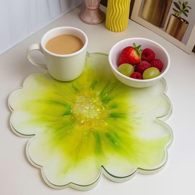 2Pcs Flower Silicone Coaster Molds for Resin Casting DIY Agate Craft Cup Mat Home Decoration Mold