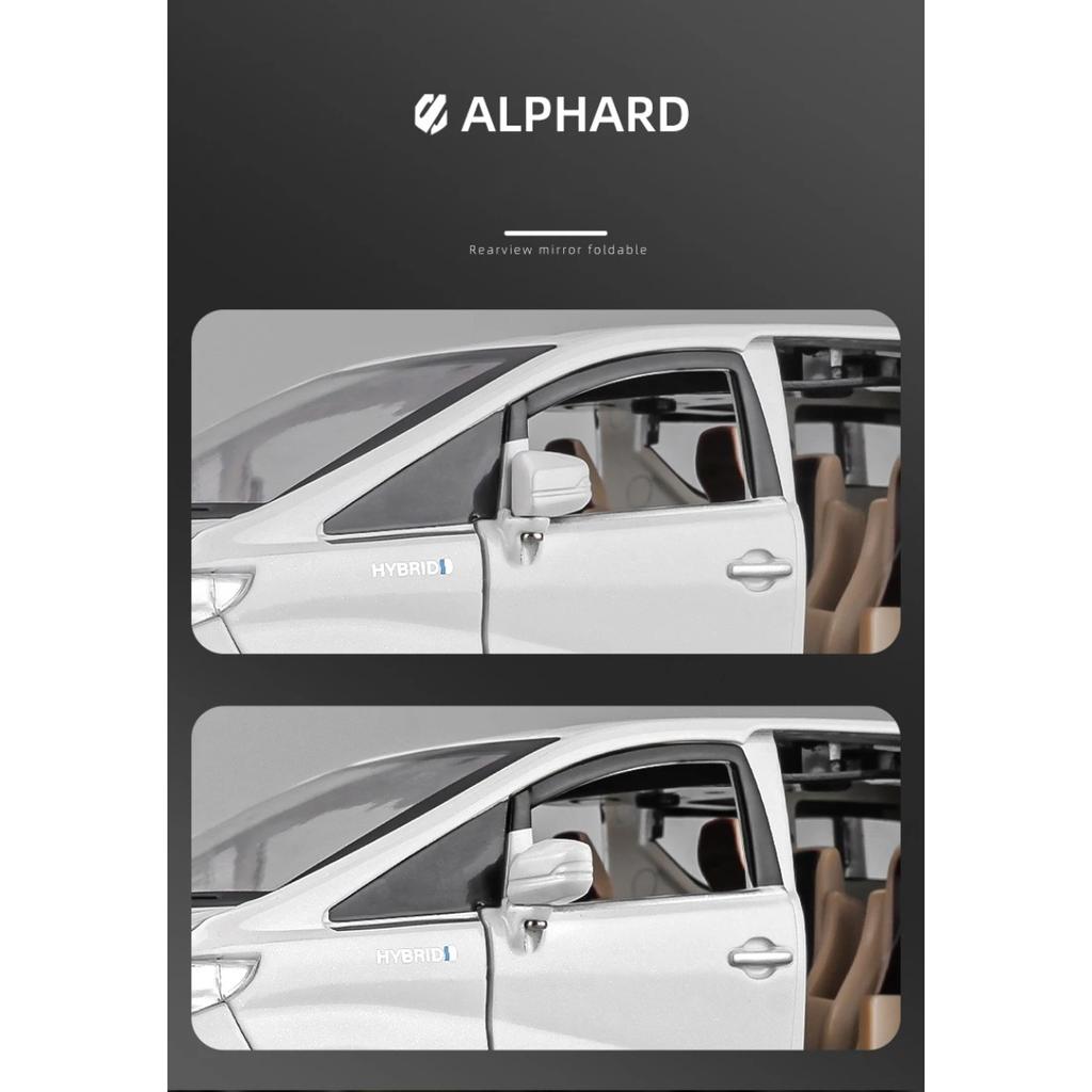 1/24 Toyota Alphard MPV Alloy Die Cast Toy Car Model Sound and Light Pull Back Children's Toy Collectibles Birthday Gift