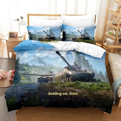 Коллекция постельного белья World Of Tanks Односпальная Двуспальная Полная Queen King Size Коллекция кроватей Спальня Взрослый Ребенок Коллекции пододеяльников Аниме Постельное белье Кровать