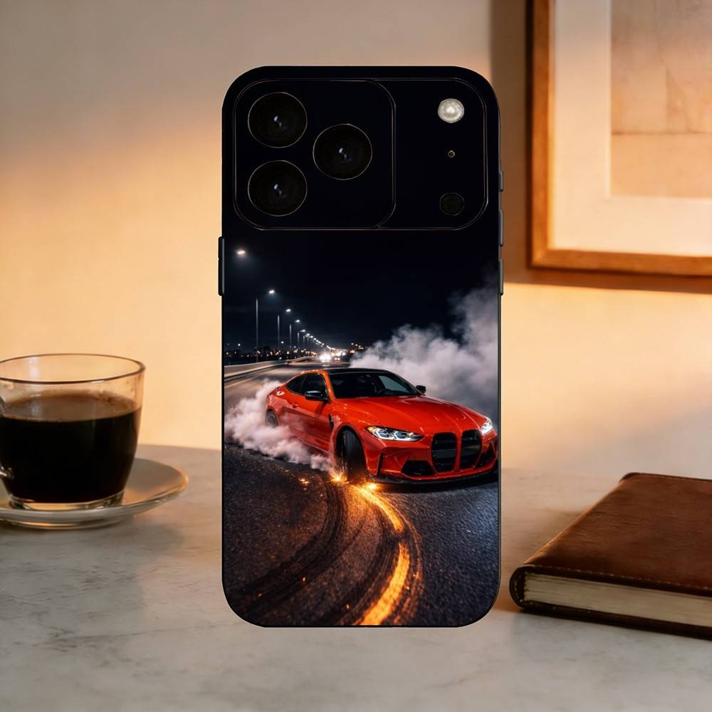 Крутая Спортивная Сине-бело-красная Машина-M4 CAR Чехол для Телефона Для iPhone 17, 16,15,14,13,12,11 Plus,Pro Max, Другие Мягкий Черный Чехол