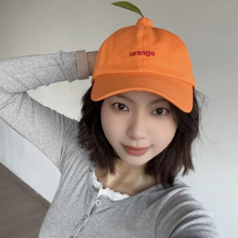 Cotton Orange Baseball Cap Peaked Creative Orange Cap Versatile Embroidered Letter Hat  Street