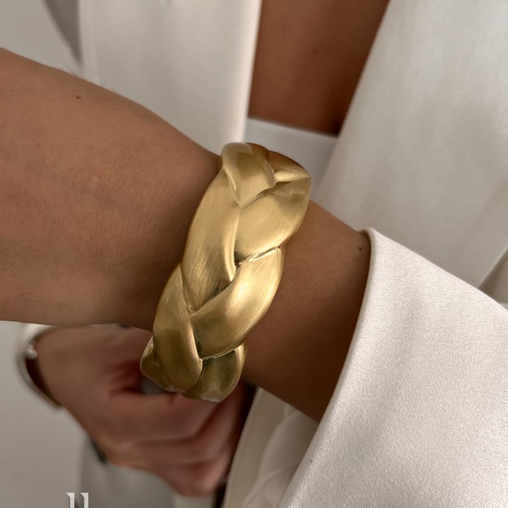 Ingemark Classic Vintage Matte Irregular Heavy Metal Chunky Wide Cuff Bangles Women Punk Gold Color Spring Bracelets Men Jewelry