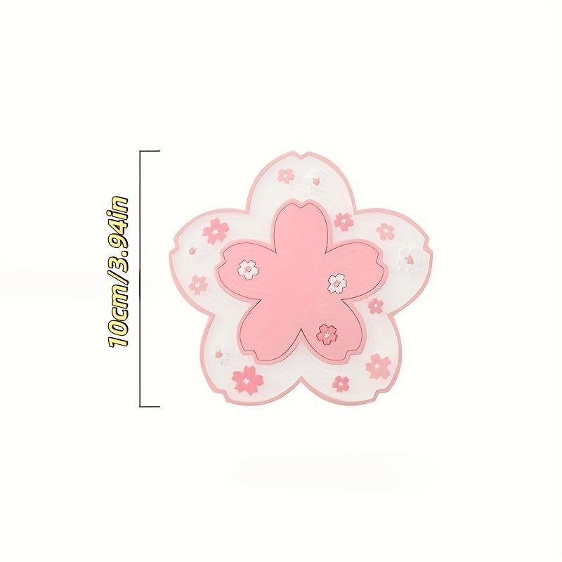 2pcs Cute Cherry Blossom Coaster Set, Heat‑Resistant Drink Mats for Home Office Table Decor