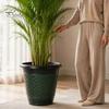 Утолщенный Материал Садовые Горшки 12-дюймовый Горшок для Растений с Поддоном, Пластиковые Устойчивые к Старению Цветочные Горшки с Дренажными Отверстиями, Плетеная Текстура, Растение для Помещений