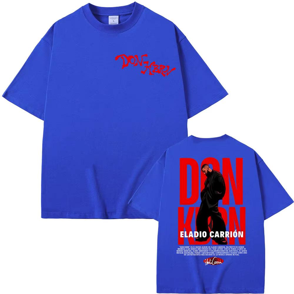 Rapper Eladio Carrion Don Kbrn Album 2025 Tour Print T Shirts Men's Clothing Hip Hop Oversized T-shirt High Quality Cozy T Shirt