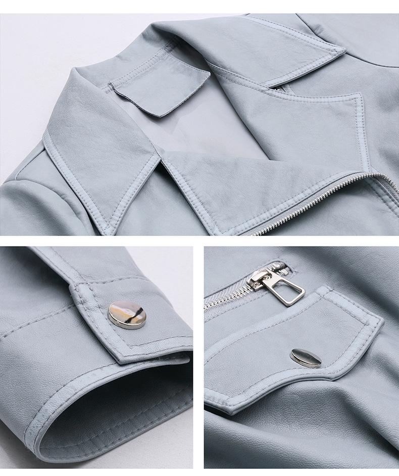 Женская приталенная корейская мотоциклетная кожаная куртка Весна 2025 - Модная, Молодящая Повседневная Верхняя одежда (ZH1176)