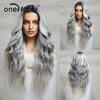 Long Silver with Blonde Wig Synthetic Wigs for Women Wave Cosplay Party Halloween Wig High Quality Hair