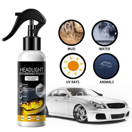Headlight Repair Kit Fix Yellowed Fogging Oxidation Car Lenses With Polish Uv Protectant Spray