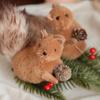 Christmas Squirrel Ornament Foam Plush Squirrel Figurine with Pinecones Branches Furry Forest Animal Hanging Decoration