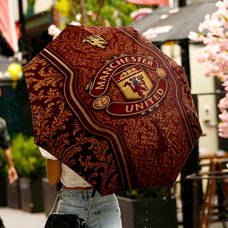 Manchester Football Print Umbrella Automatic Opening/ Closing - Portable Foldable Design - Daily use for Travel/Outdoor - Gift for Birthday