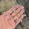Серебряное ожерелье с розовым кунцитом, розовое ожерелье, ожерелье с драгоценными камнями, ювелирные изделия из стерлингового серебра 925 пробы, изящное ожерелье с кристаллами из серебра 925 пробы для нее