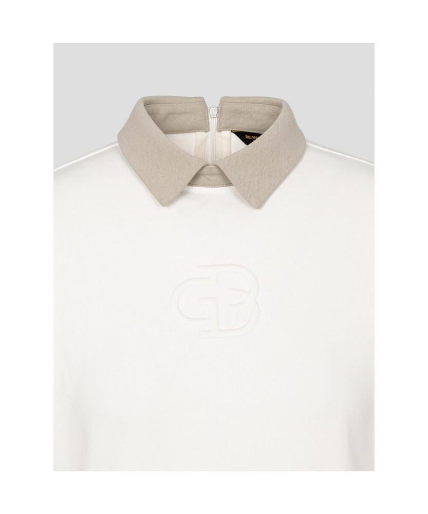 BEANPOLE GOLF [B_Under] Женская футболка с длинным рукавом и тисненым логотипом на воротнике Белая