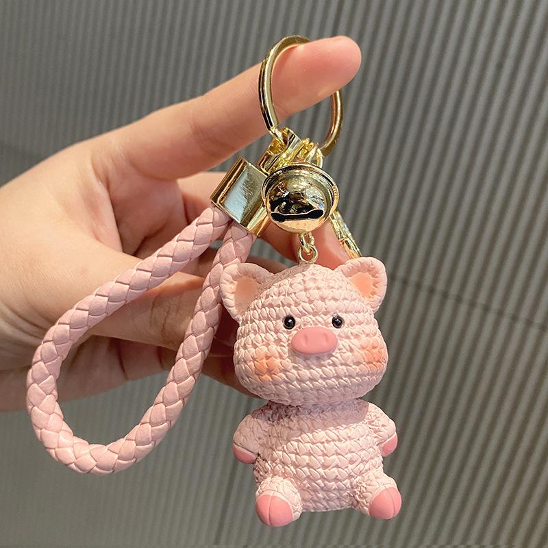 Cartoon Cute Pig Exquisite Small Animal Keychain Wool Emotional Couple Doll Bag Pendant Car Keyring Female