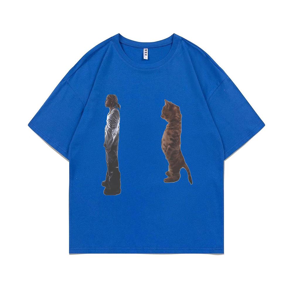 Забавная футболка с графикой стоящего кота Destroy Lonely для мужчин и женщин, оверсайз, из чистого хлопка, футболка Opium Playboi Carti Ken Carson