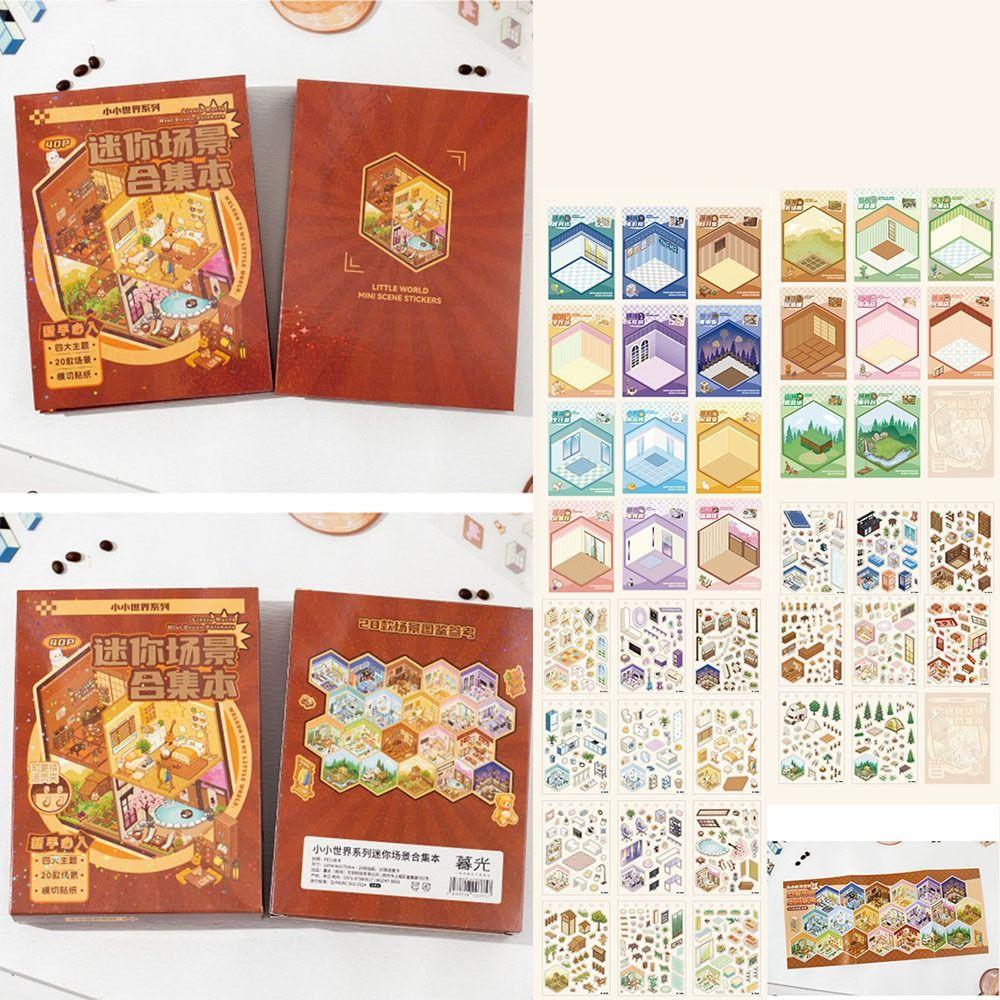 Сделай сам Миниатюрные наклейки сцены Мультяшная коллекция миниатюрных сцен Новая наклейка для блокнота Детский подарок