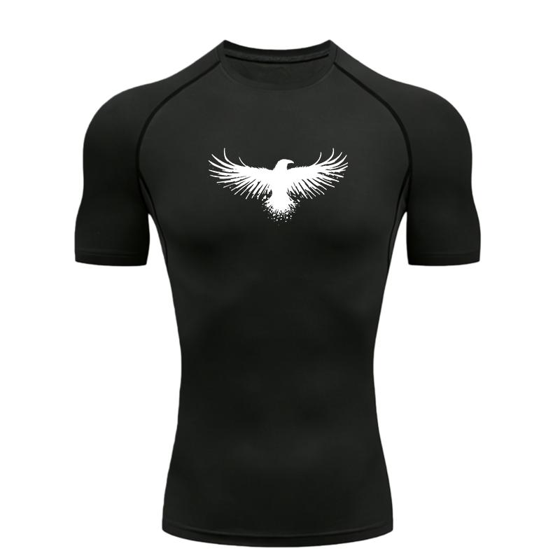 Мужская спортивная футболка Black Eagle Тренировочная Фитнес Компрессионная Футболка для тренировок Рашгард Топы Футболка Быстросохнущая с коротким рукавом