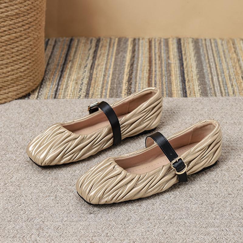 Женские балетки Мэри Джейн Туфли с квадратным закрытым носком, нарядные туфли без застежек на плоской подошве для женщин, повседневные туфли Мэри Джейн на плоской подошве с регулируемым ремешком на щиколотке